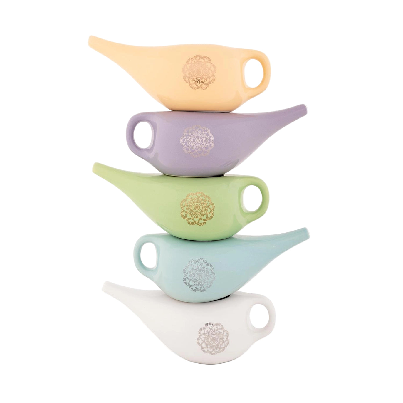 Neti posuda od keramike s mandala motivom u krem boji