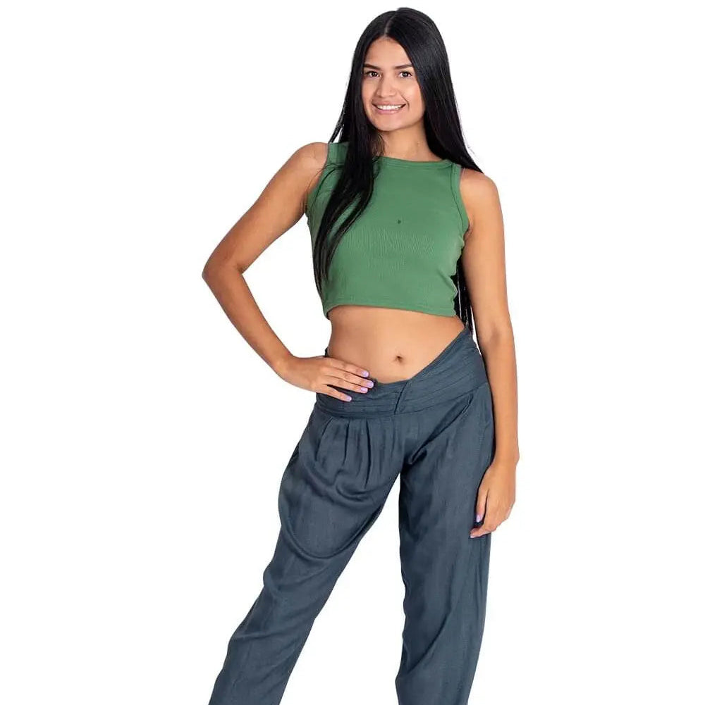 Sive ravne hlače od viskoze s elegantnim krojem